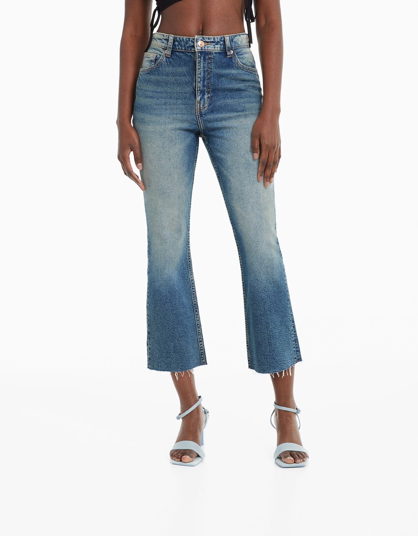 Cropped flared jeans-Washed out blue-1