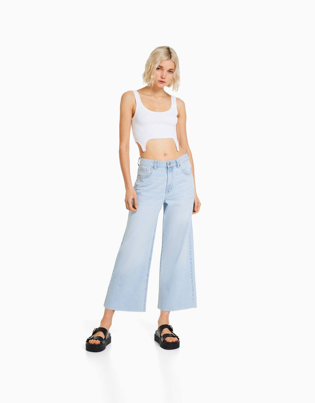 Jeans wide leg cropped
