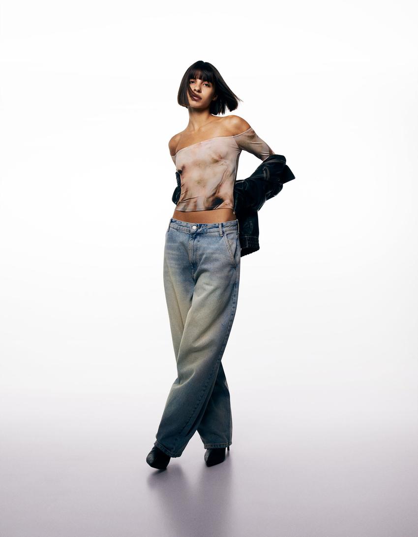 Jeans skater fit efeito lavado-Azul lavado-1