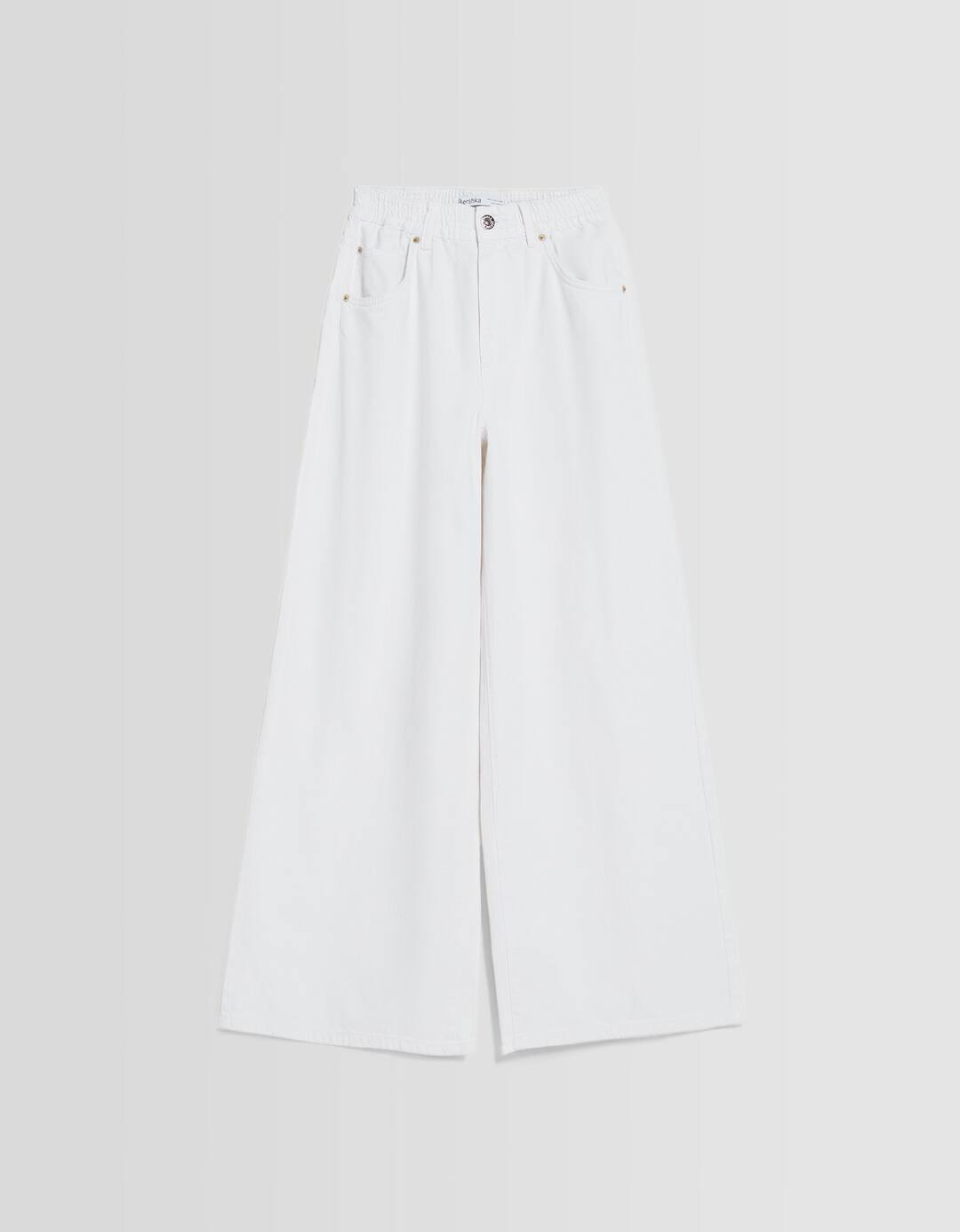 Relaxed fit wide-leg twill trousers