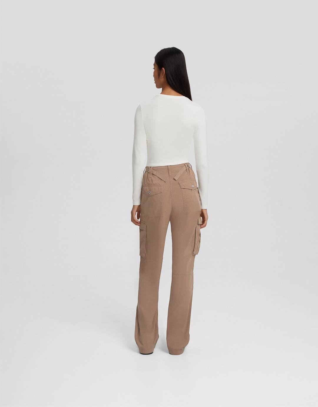 Adjustable straight cargo trousers