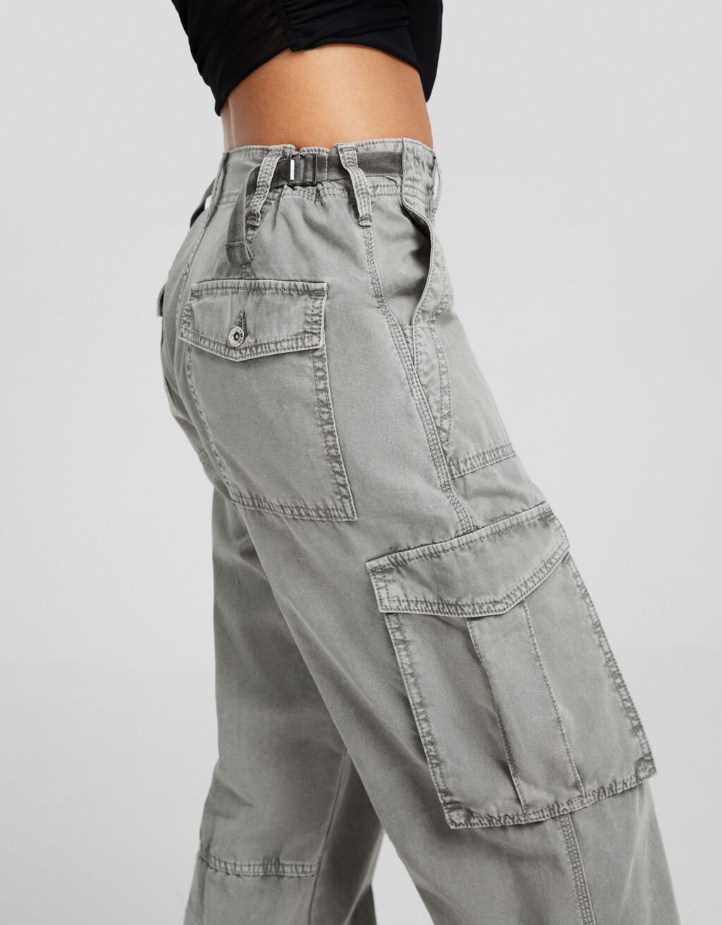 Adjustable straight cargo trousers Women Bershka