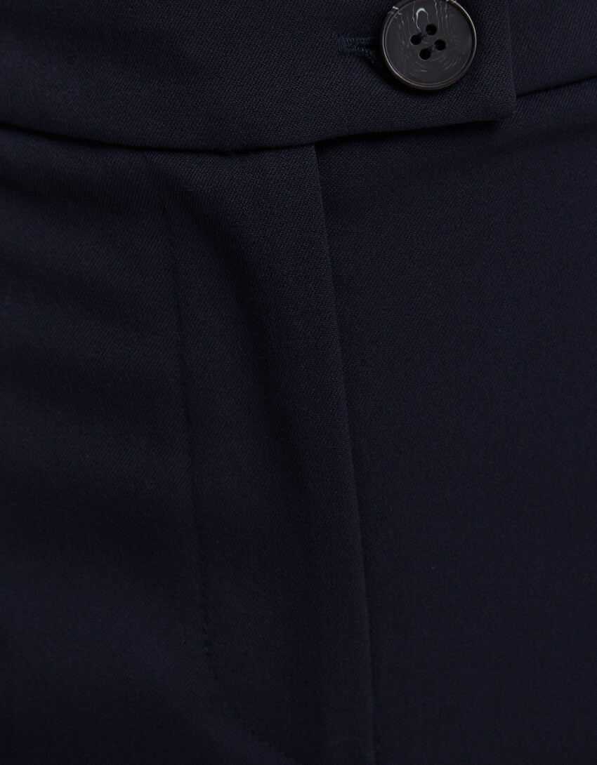 Wide-leg tailored trousers with belt loops-Navy-5