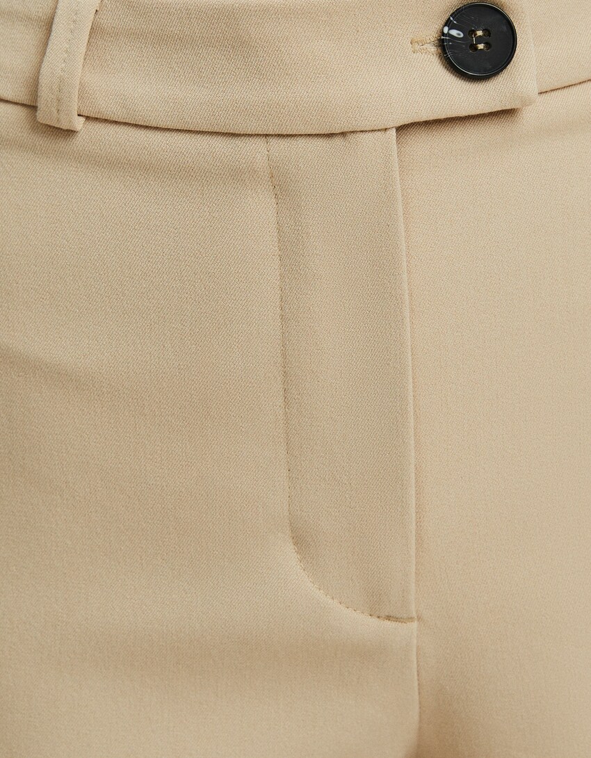 Wide-leg tailored trousers with belt loops-Beige-5