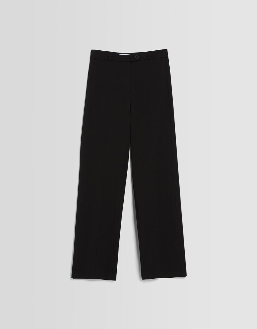 Wide-leg tailored trousers with belt loops-Black-4
