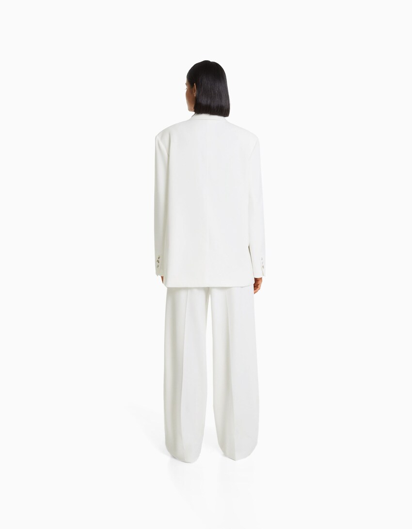 Pantalón straight tailoring pliegues-Blanco roto-2