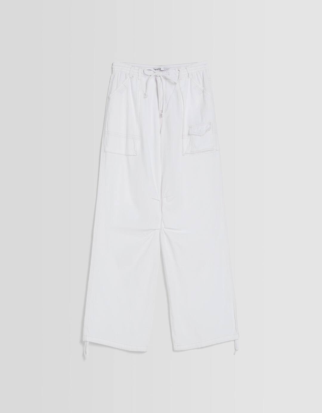 Rustic cotton blend straight fit trousers