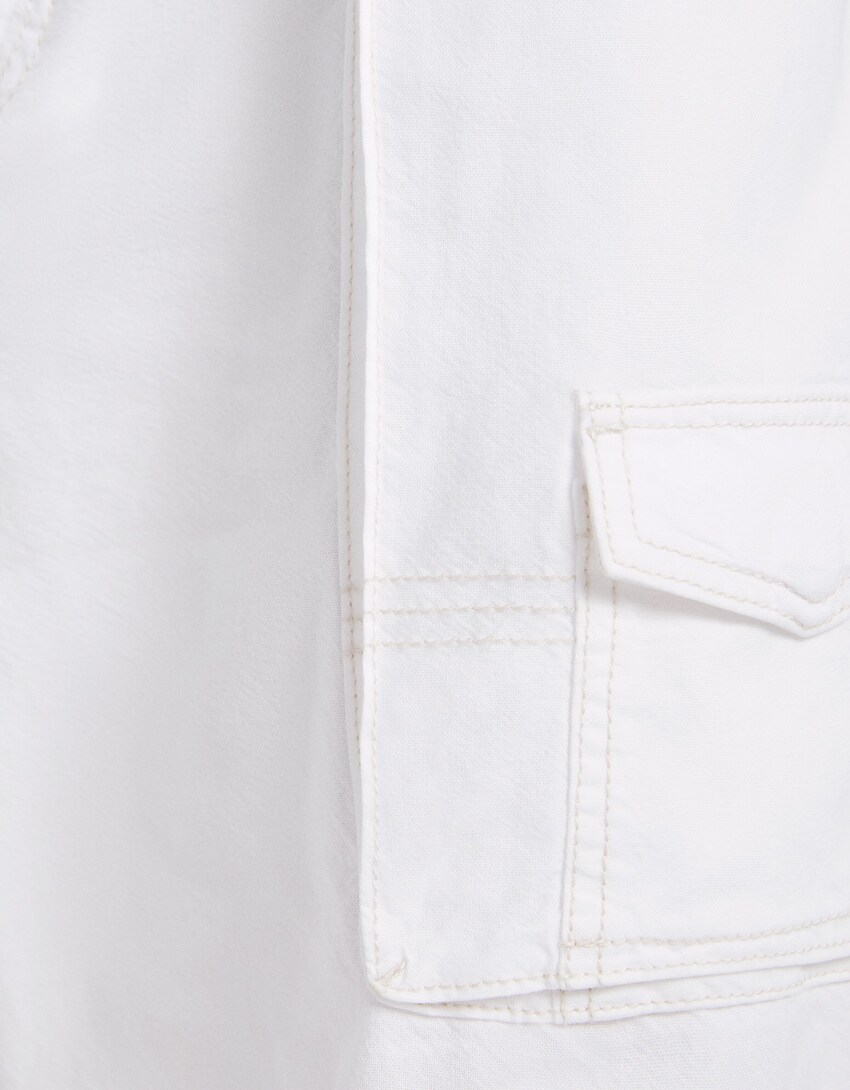 Rustic cotton blend straight fit trousers - Women | Bershka