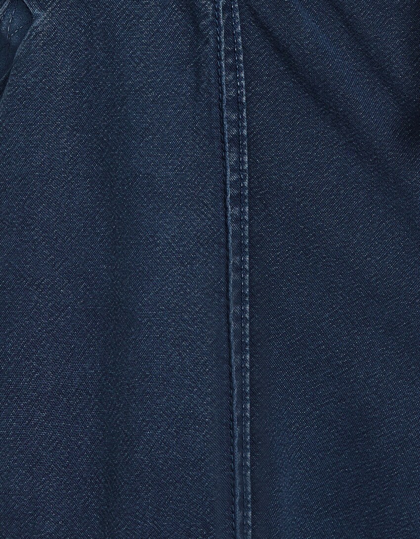 Pantalón straight con algodón rústico-Azul oscuro-5