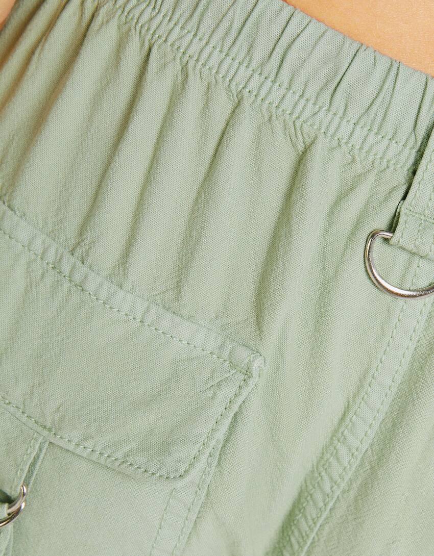 Rustic octopus cargo trousers-Green-5