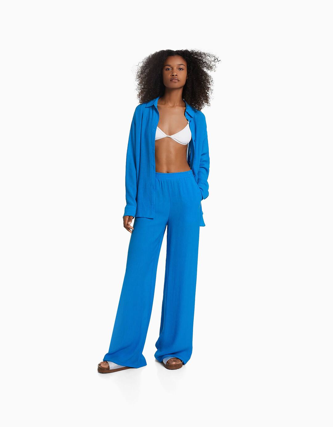 Wide-leg crepe trousers