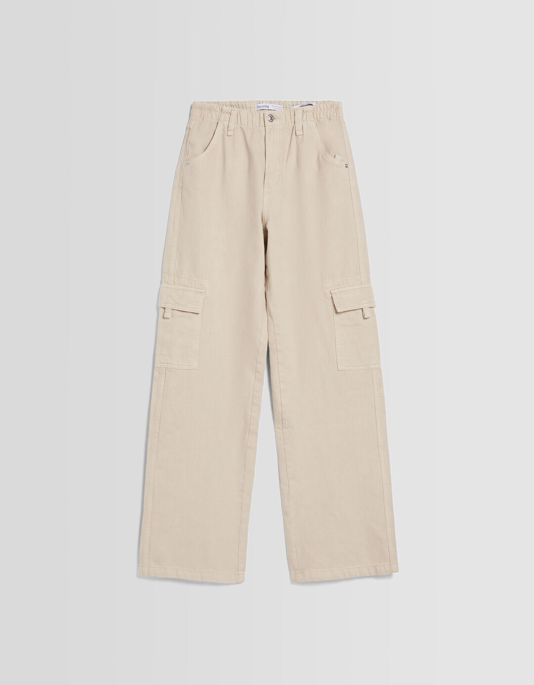 Straight fit twill cargo trousers with an elastic waistband