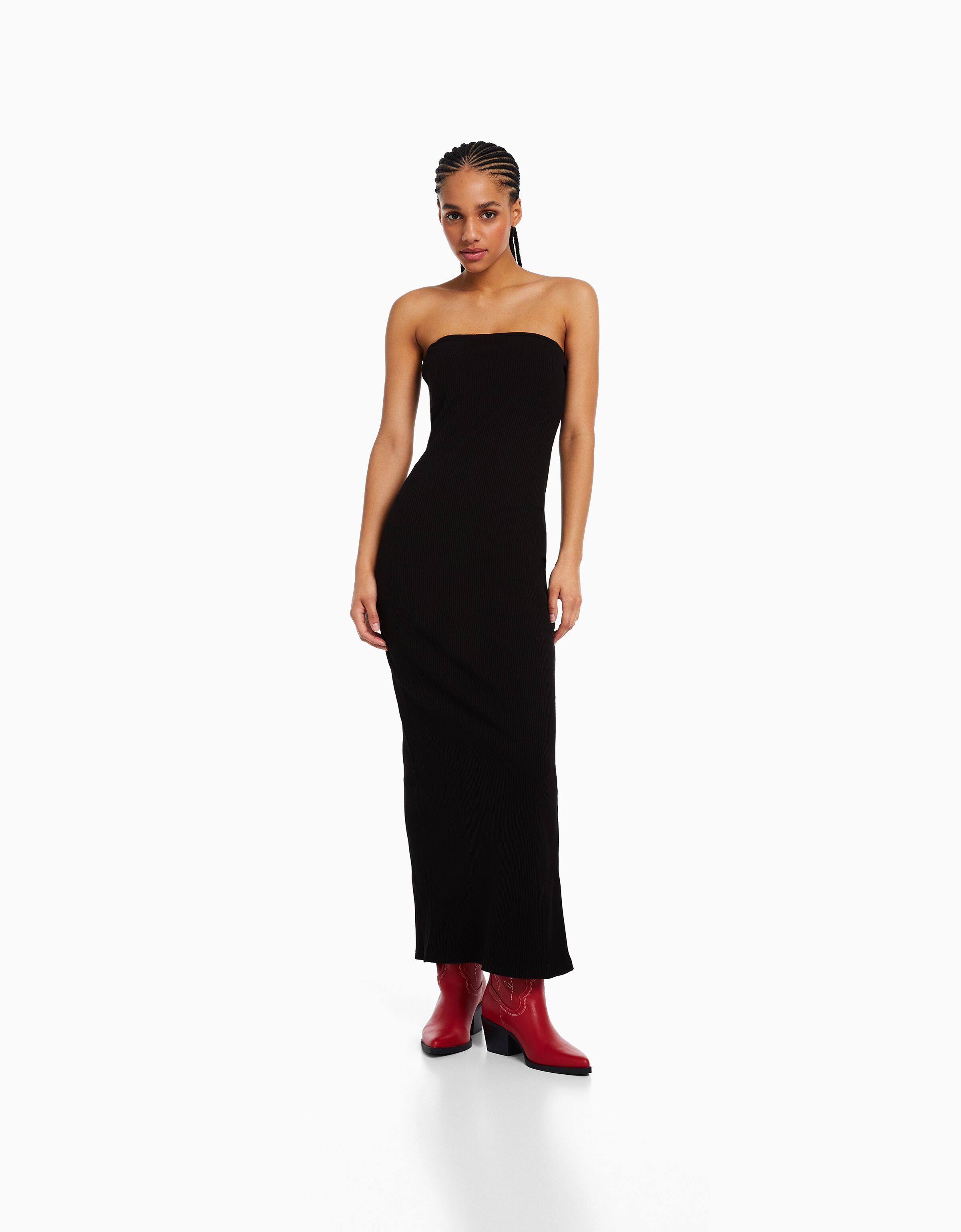 Bershka ribbed cheap dress
