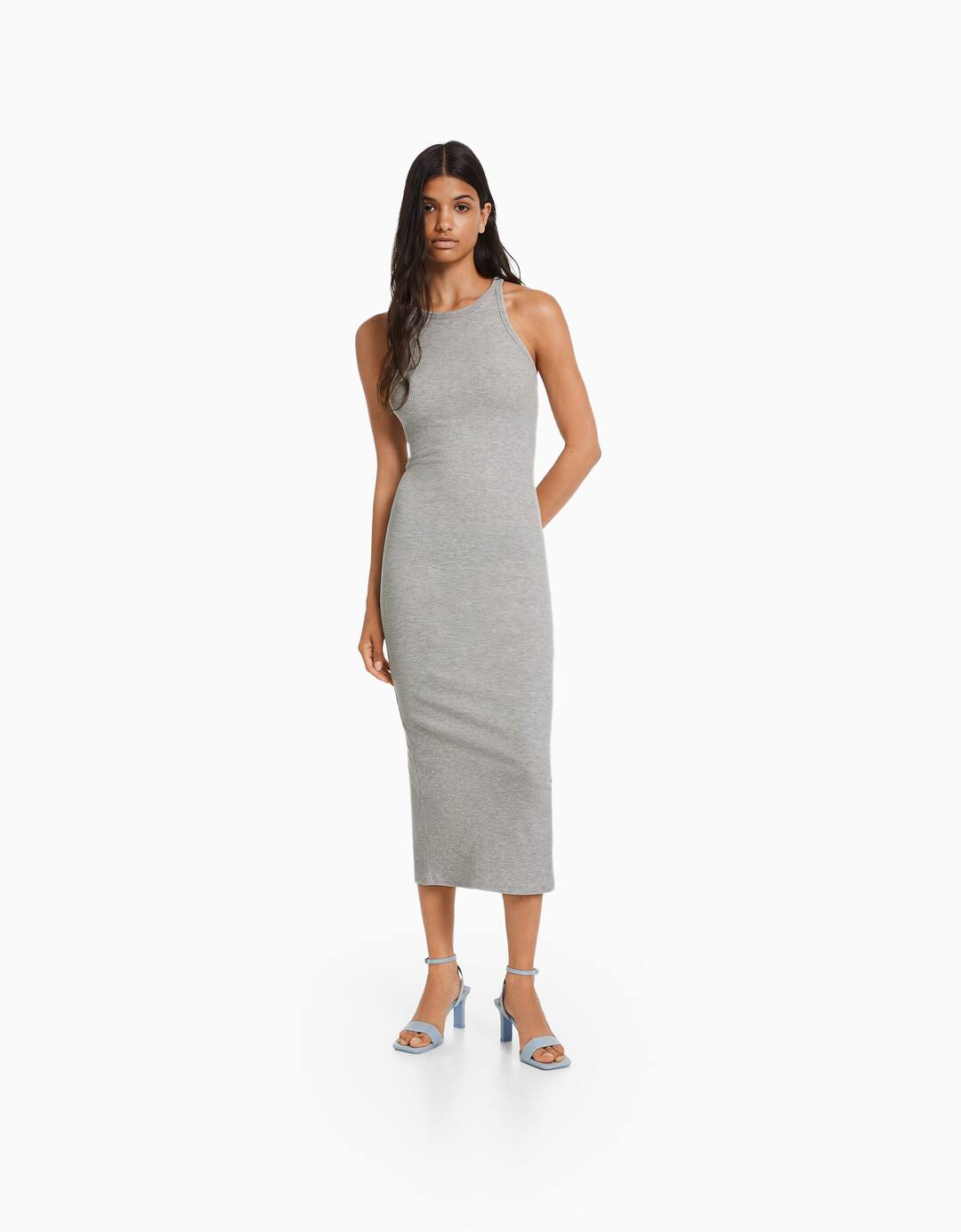 Ribbed sleeveless midi dress