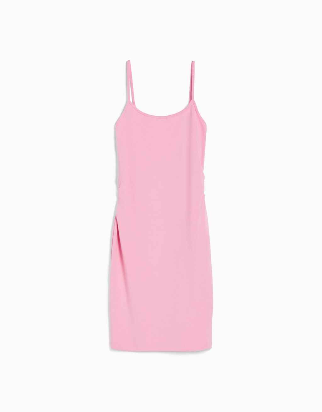 Strappy mini dress with gathered side-Pink-4