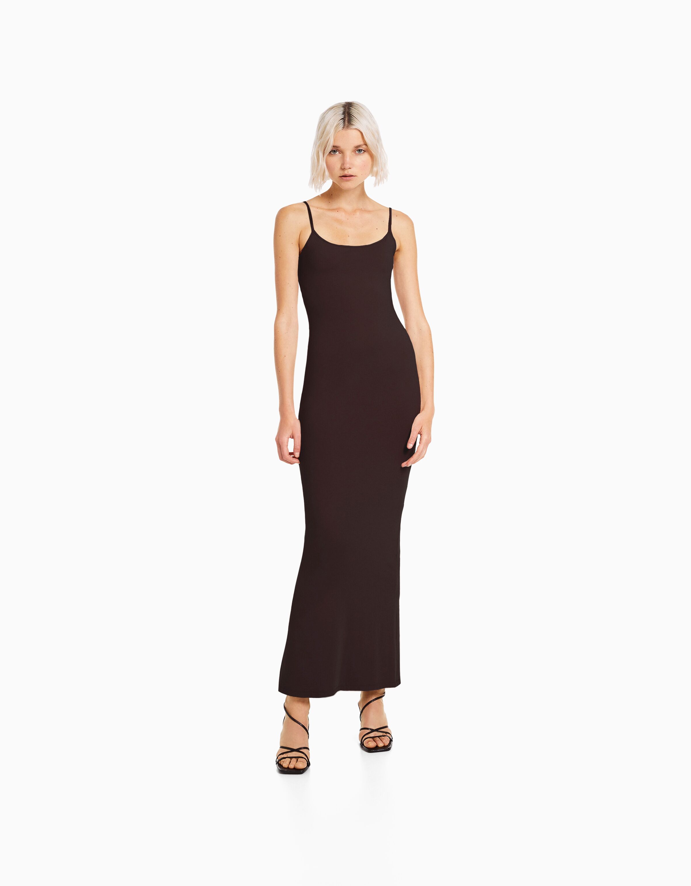 Fitted long strappy dress Long Women Bershka