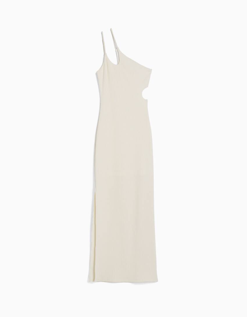 Sleeveless midi dress with cut-out detail-Cream-4
