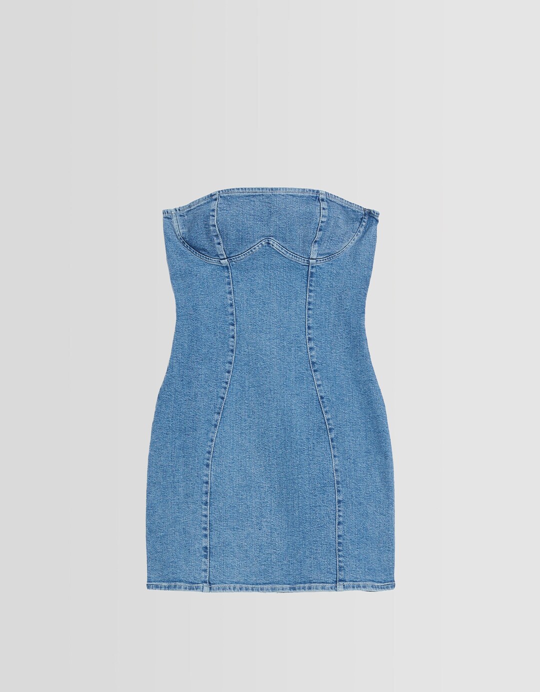 Vestido denim mini bandeau confort