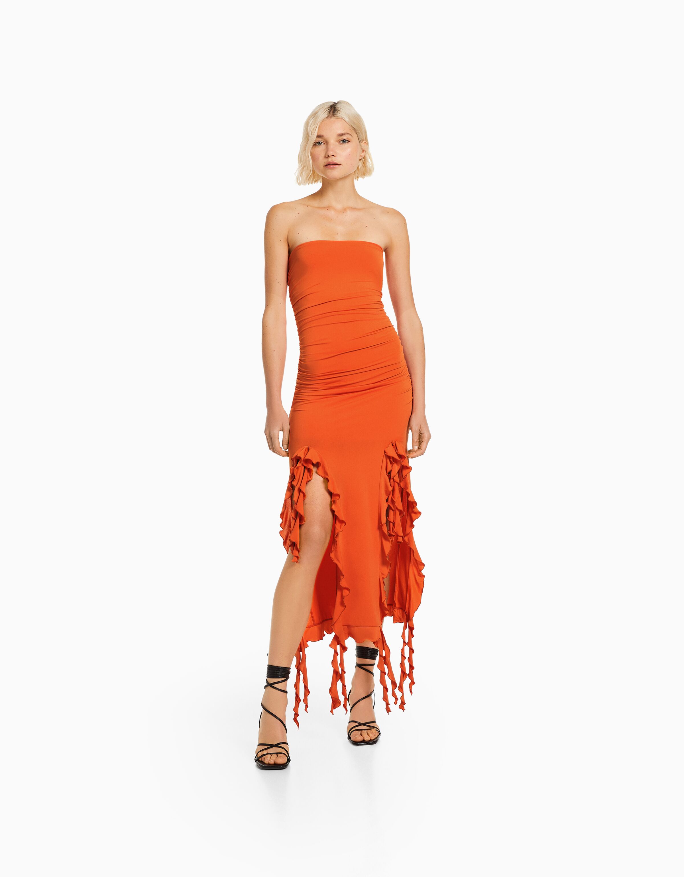 Bershka hotsell orange dress