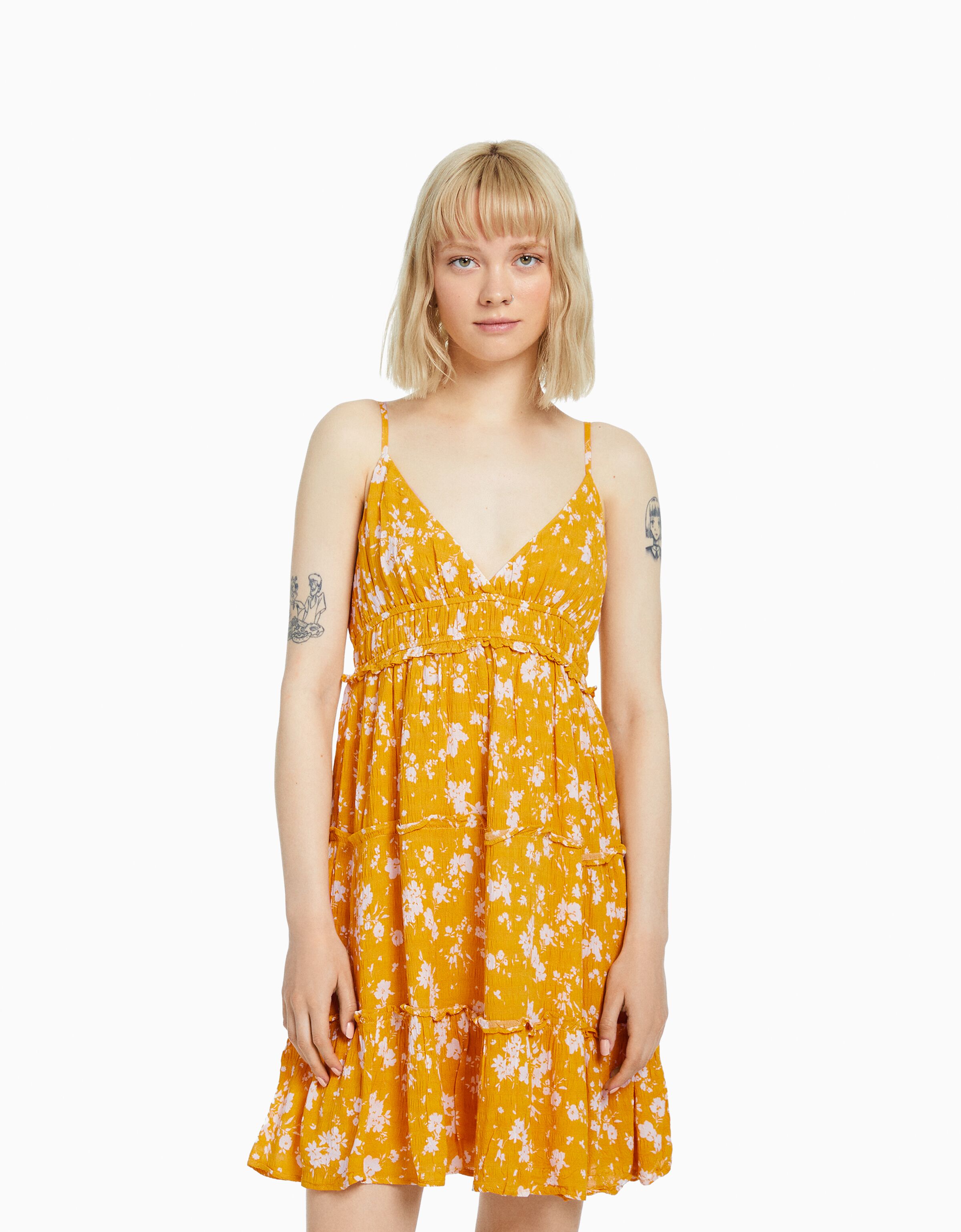 Bershka hotsell yellow dress