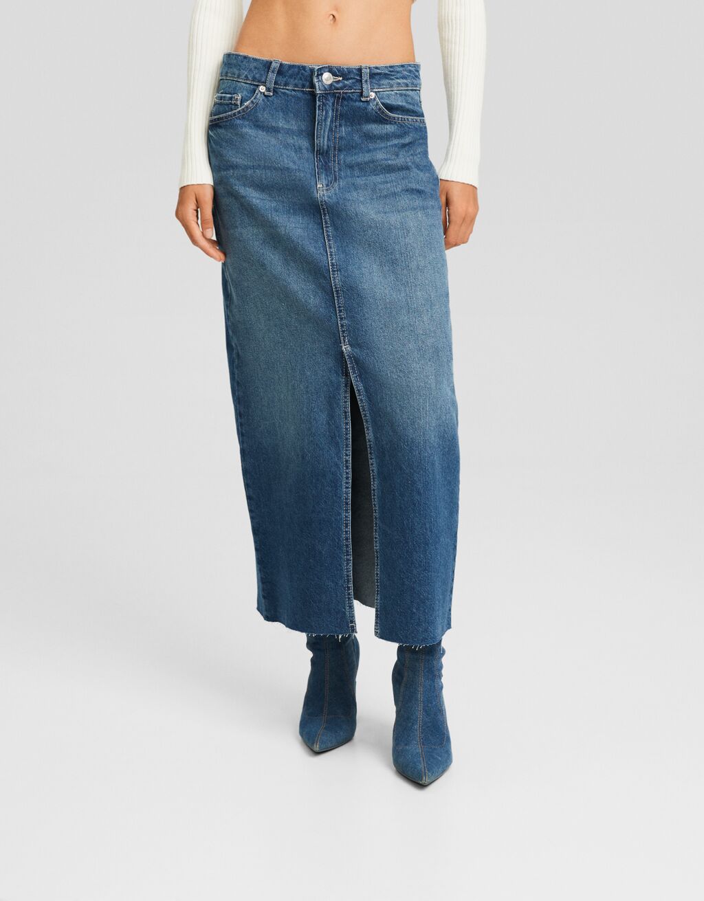 Long denim skirt Women Bershka