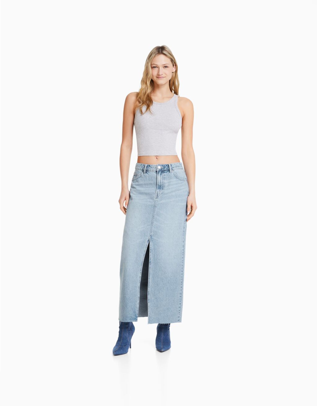 Long denim skirt Festivals Women Bershka