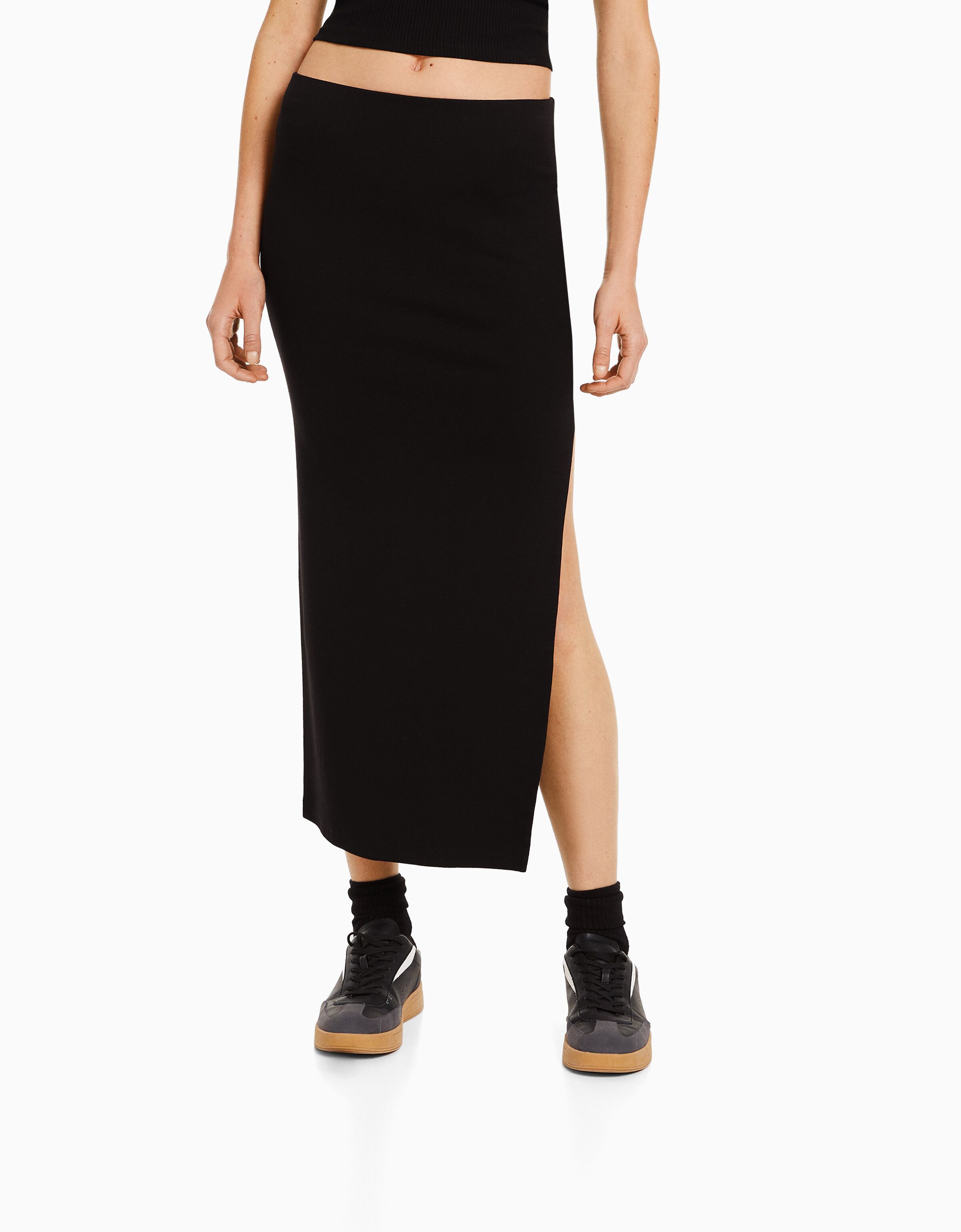 Jupe longue coton bershkastyle Femme Bershka