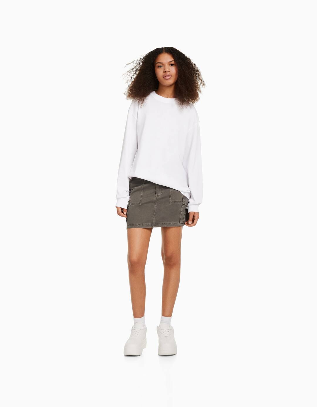 Cotton cargo mini skirt