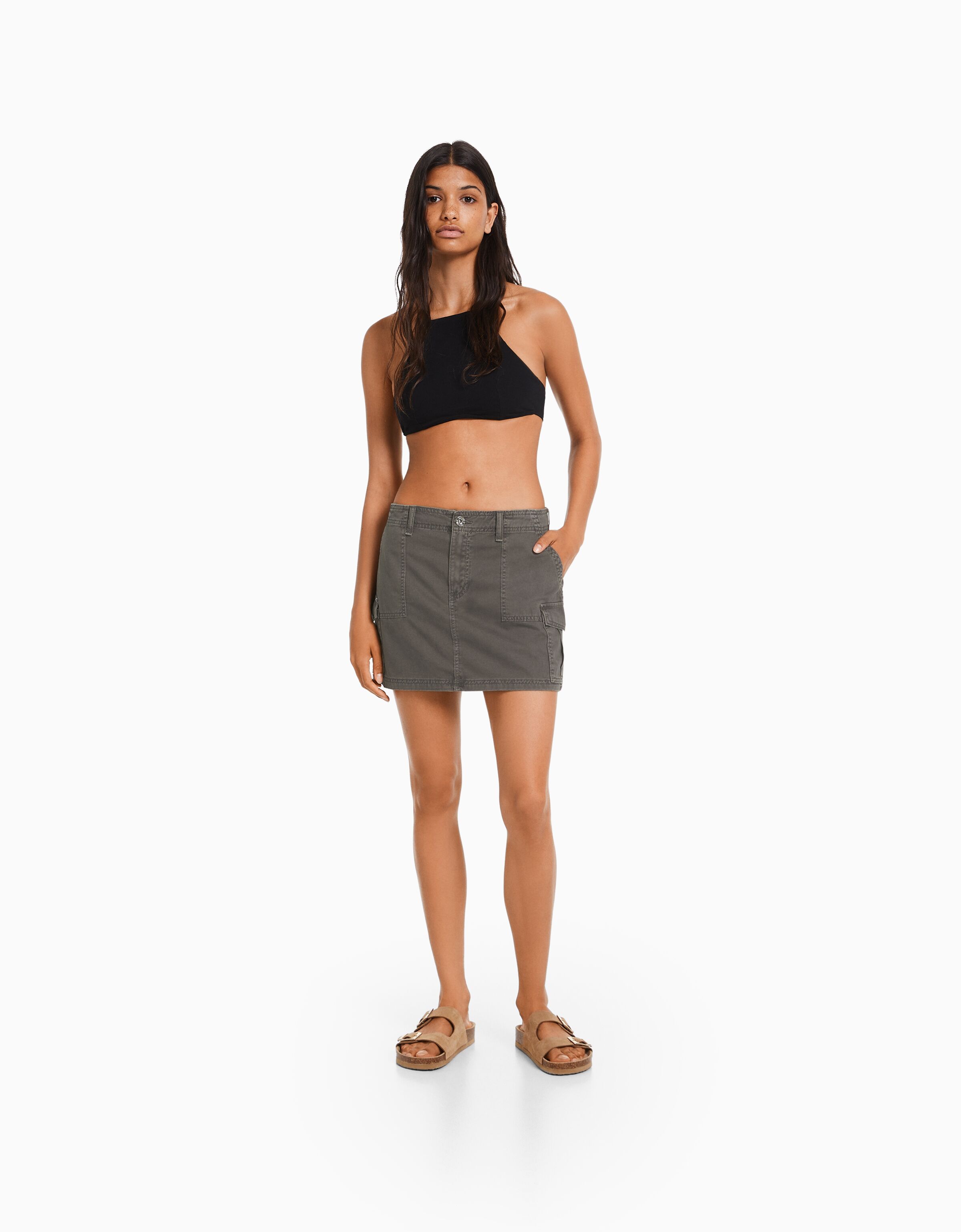 Cotton cargo mini skirt - Women | Bershka