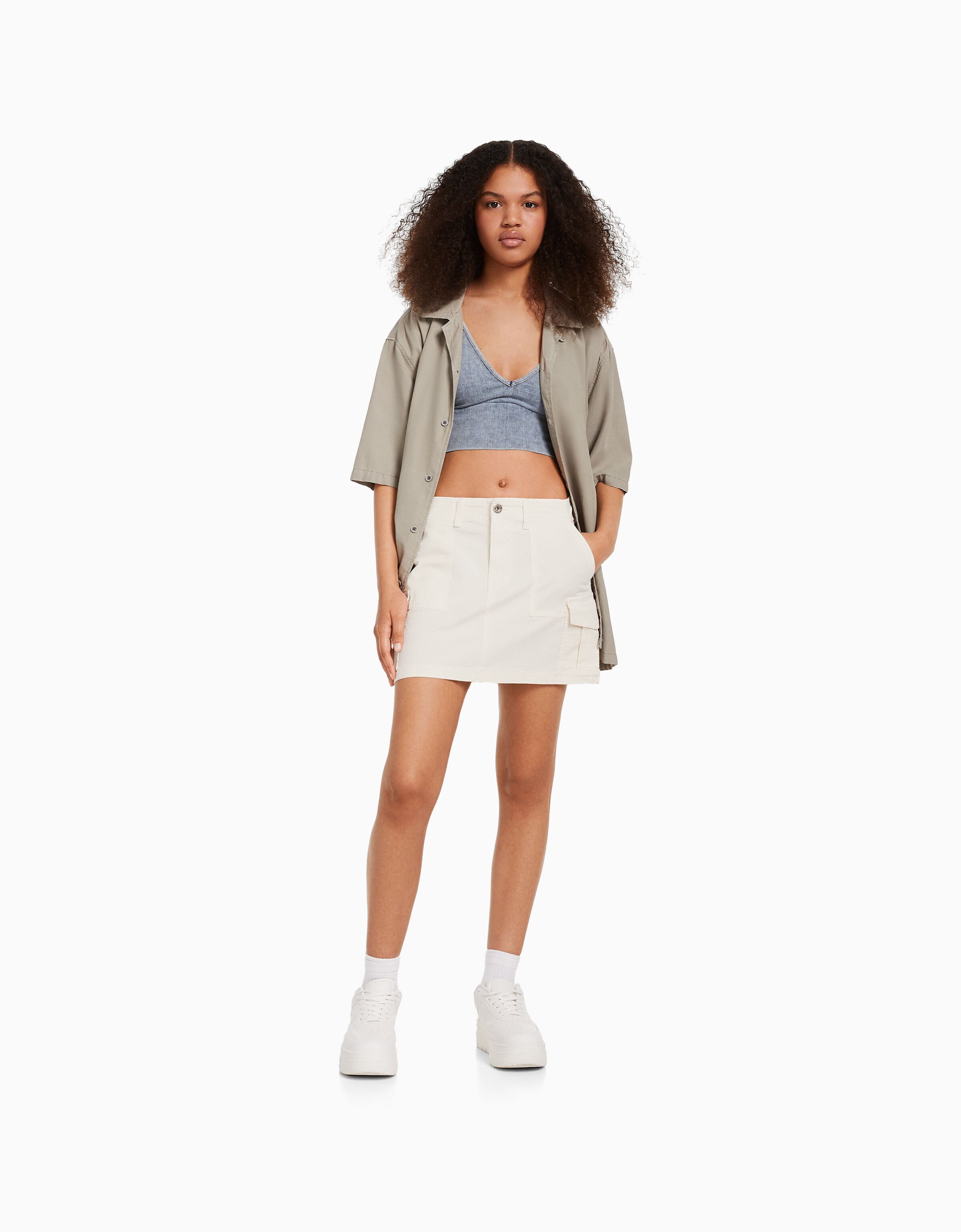 Cotton cargo mini skirt Skirts BSK Teen Bershka