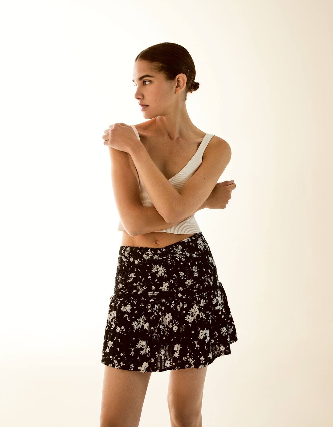 Shirred mini skort
