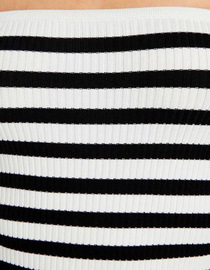 Striped bandeau midi dress - Women | Bershka