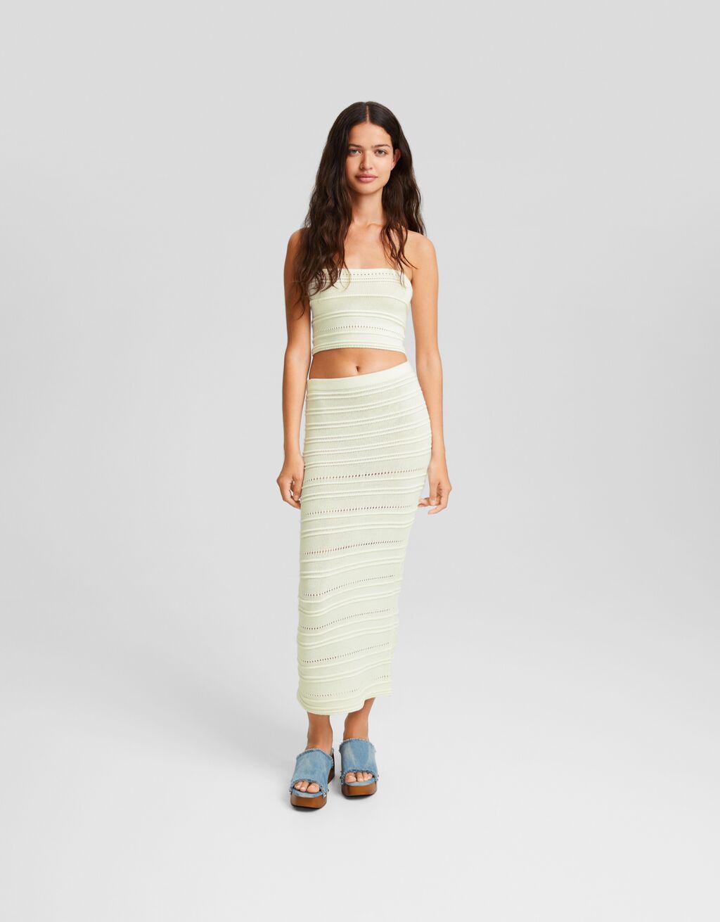 Knit midi skirt top and top