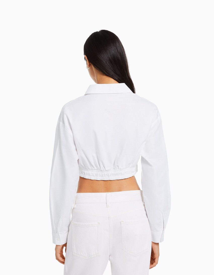 Camisa manga longa detalle cruzamento dianteiro-Branco-1