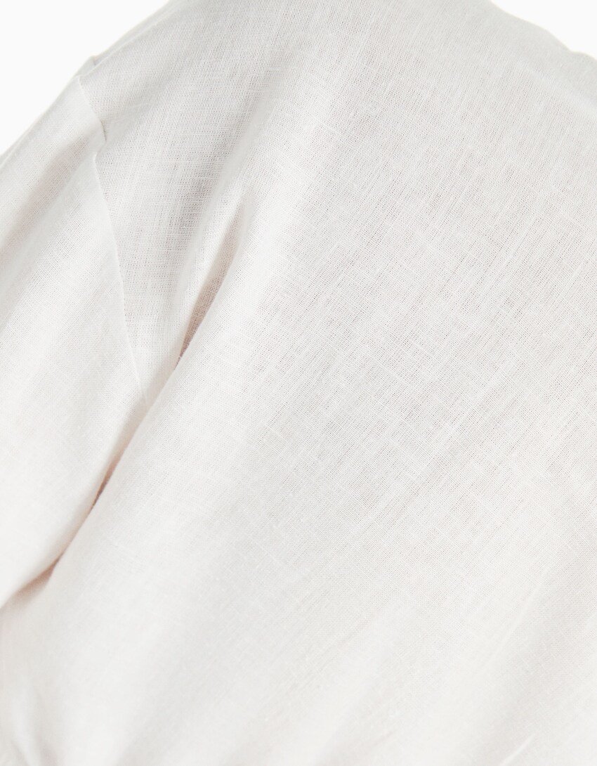 Camisa manga longa cruzada liño-Branco-5
