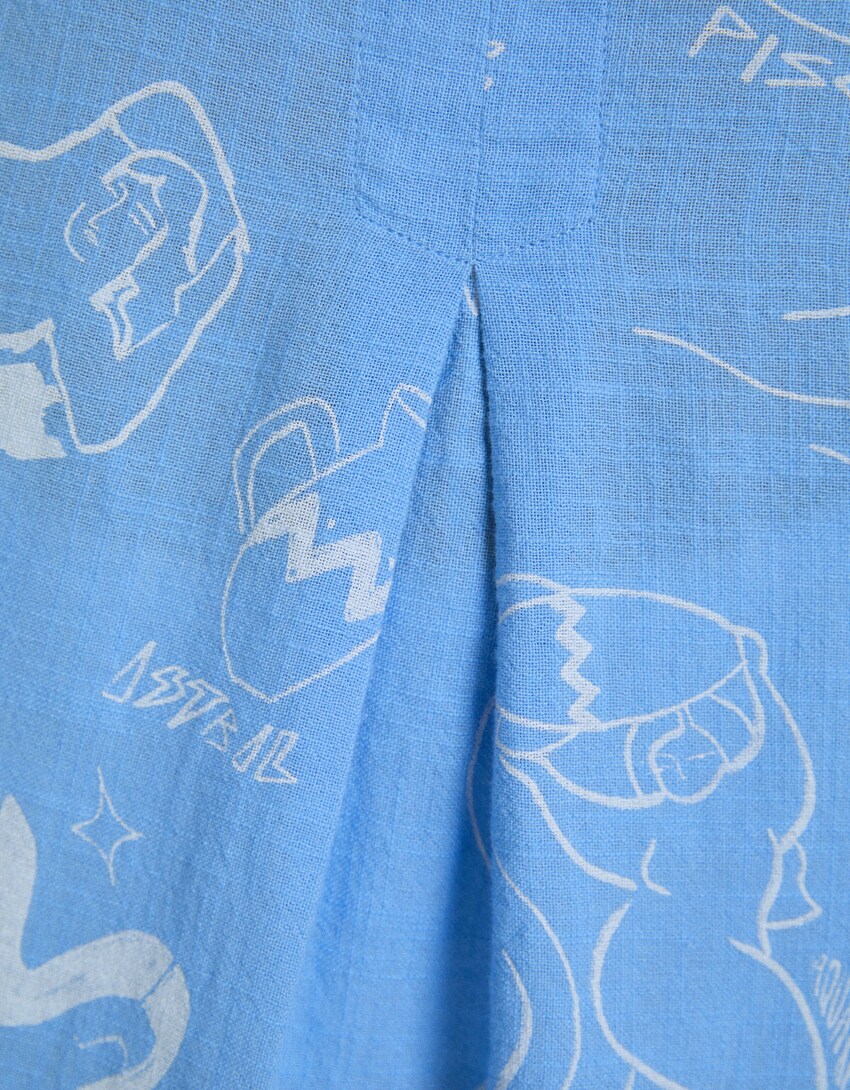 Camisa manga curta estrutura rústica-Azul-5