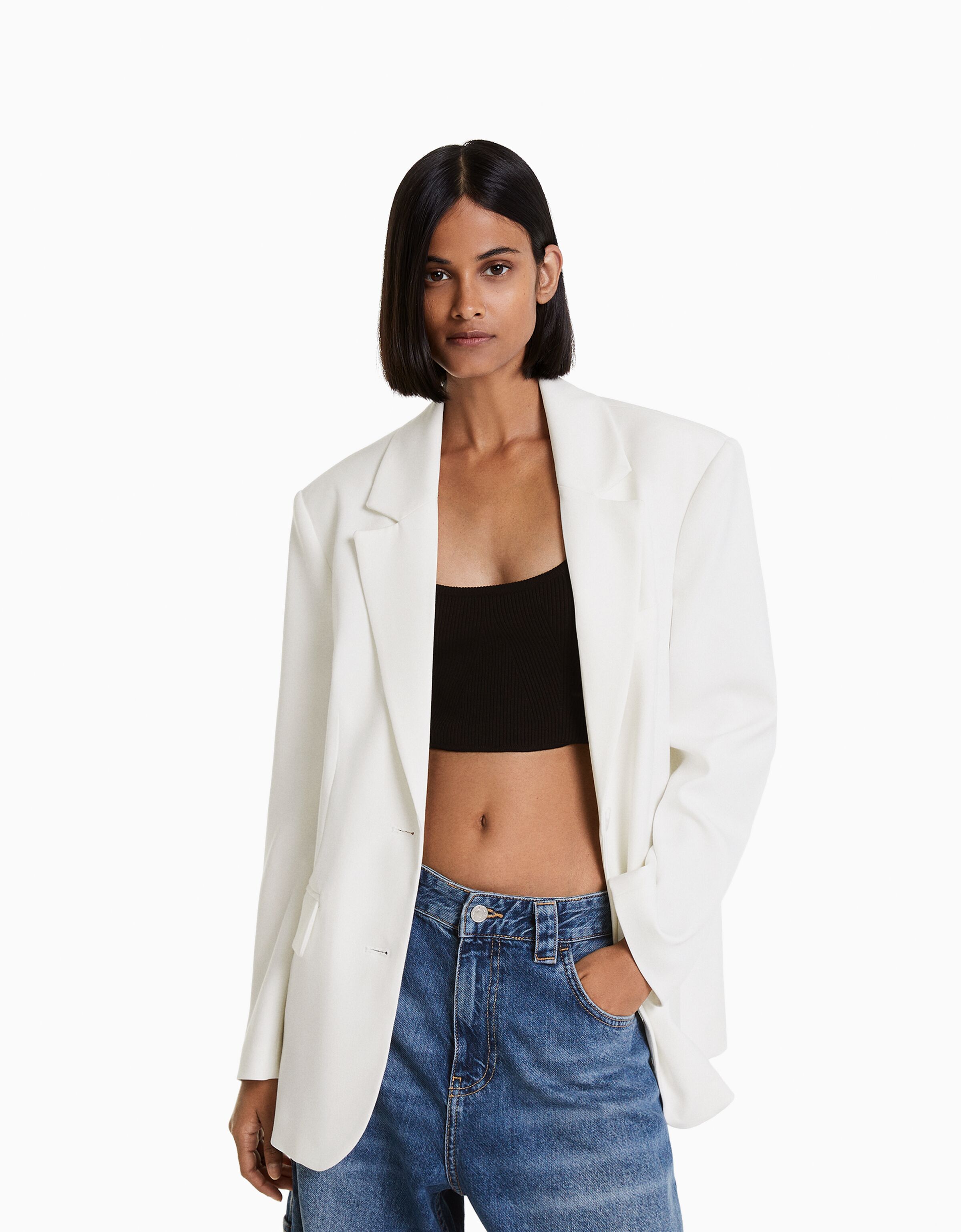 Bershka hotsell white blazer