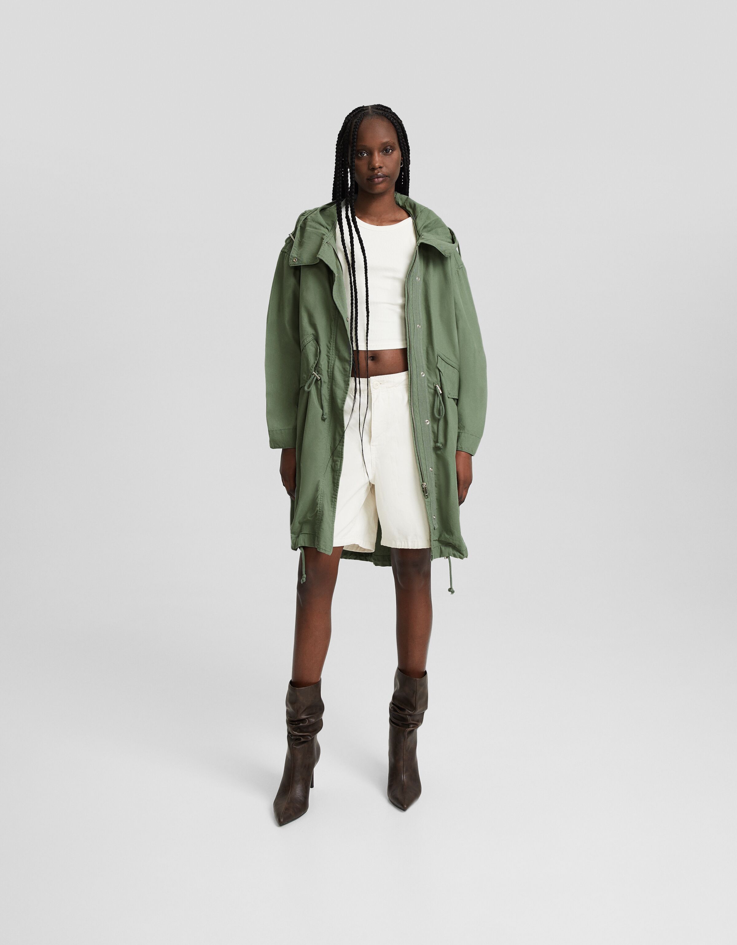 Cotton parka with a hood - Jackets - BSK Teen | Bershka