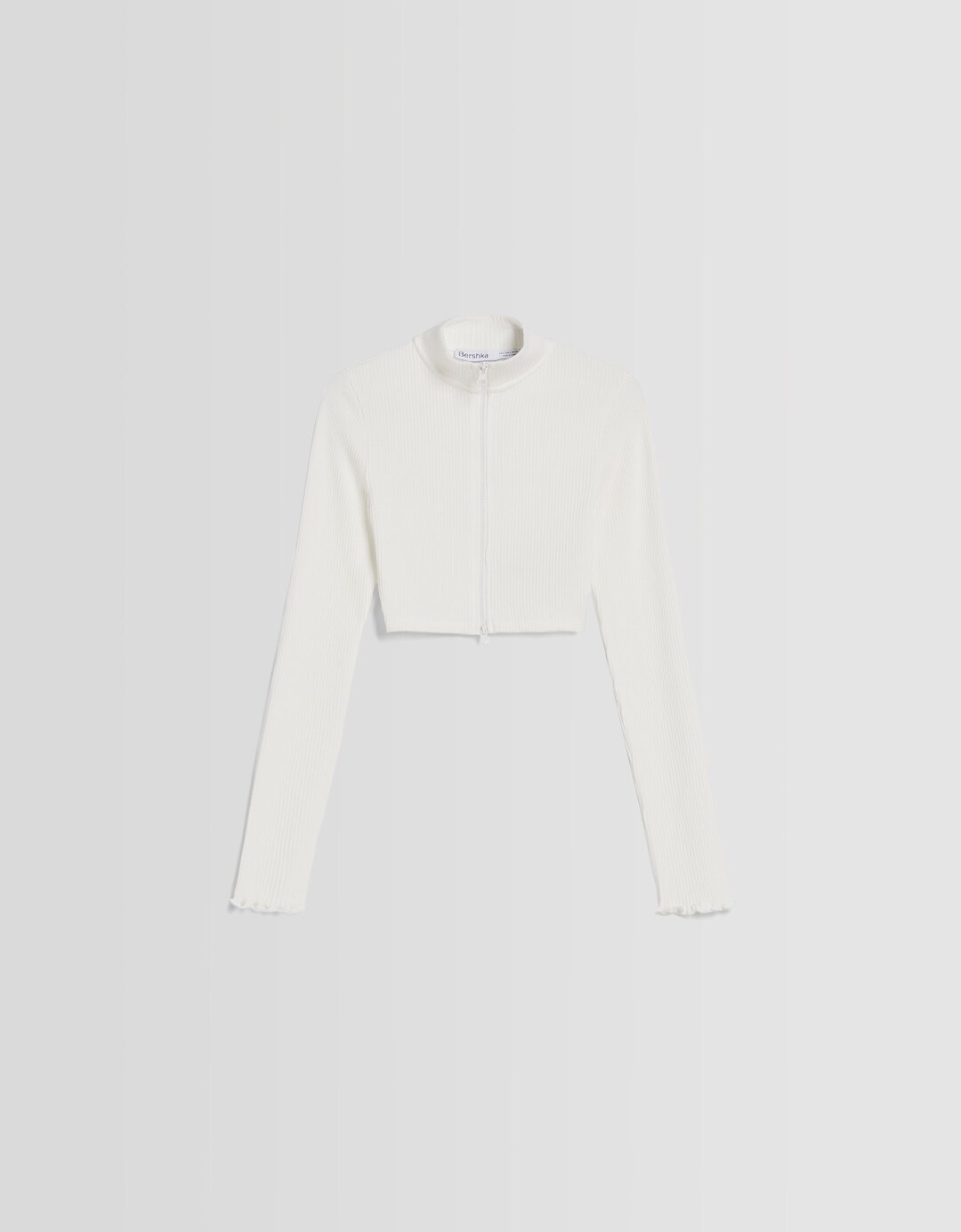 Cropped high neck zip-up cardigan