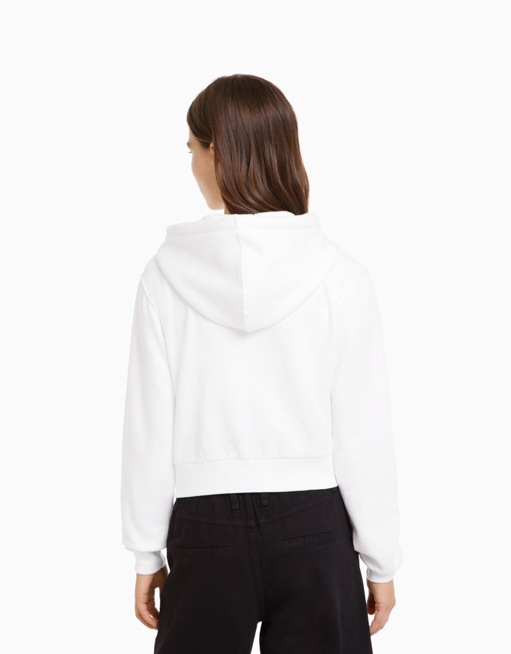 White cropped zipper on sale hoodie