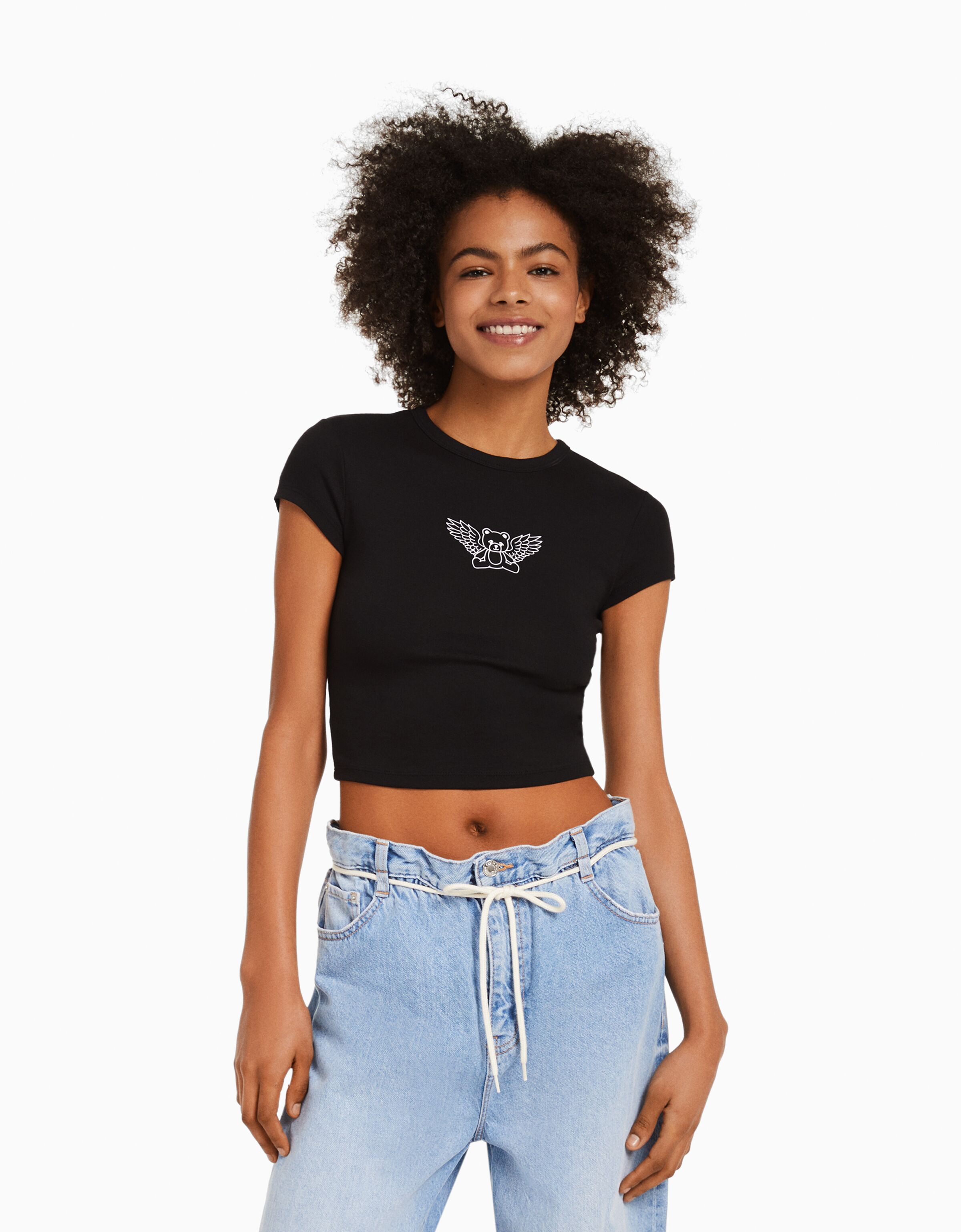 Camisetas manga corta online mujer bershka