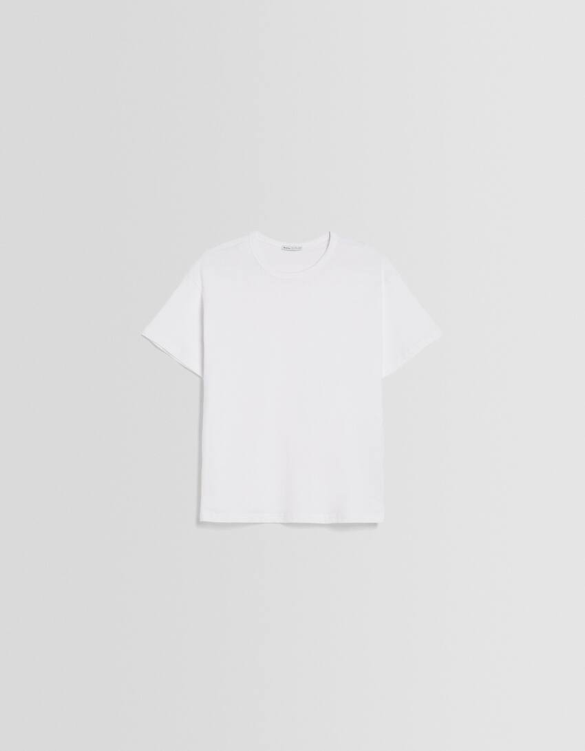 Oversized short sleeve T-shirt-White-4