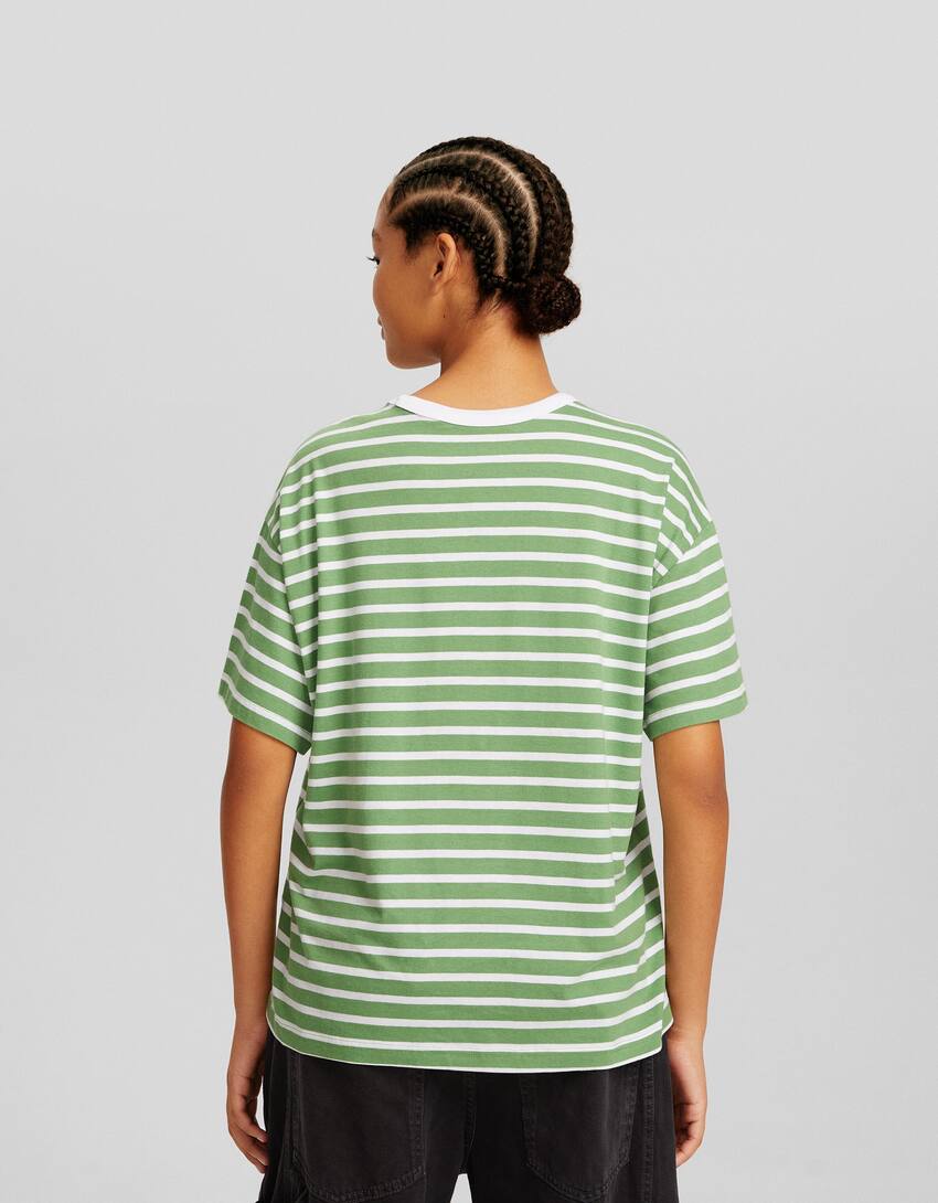 Oversized short sleeve T-shirt-Green-1