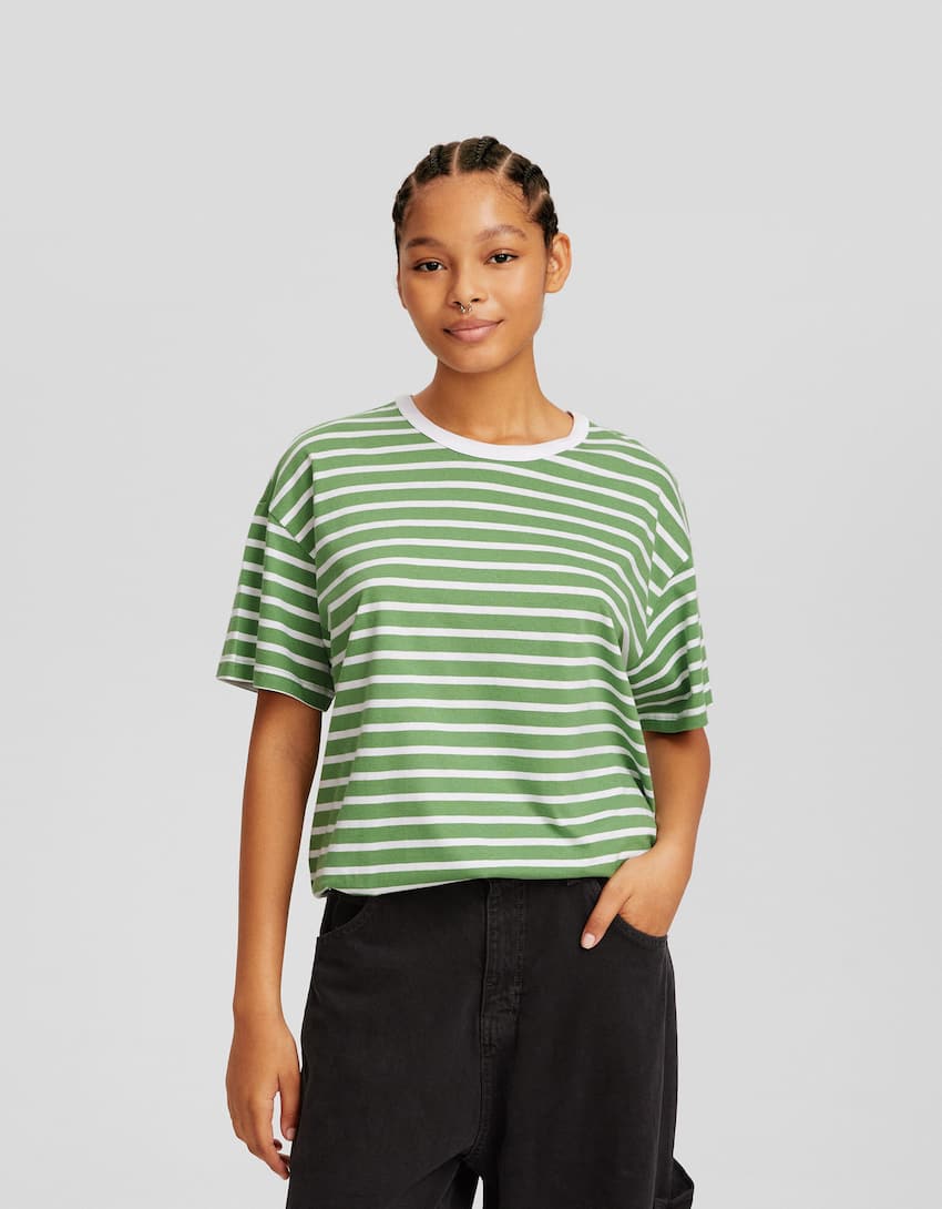 Oversized short sleeve T-shirt-Green-0