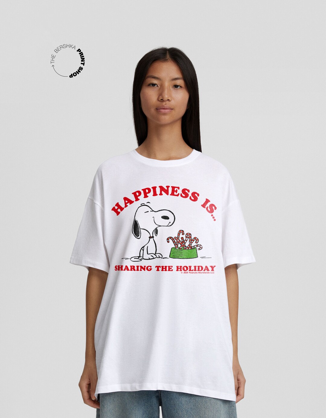 Ohlapna majica s kratkimi rokavi in potiskom Snoopy