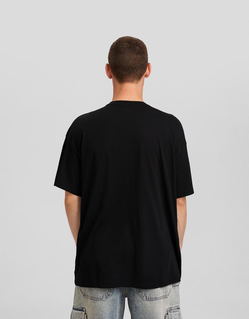 Camp Rock print oversize short sleeve T-shirt-Black-2