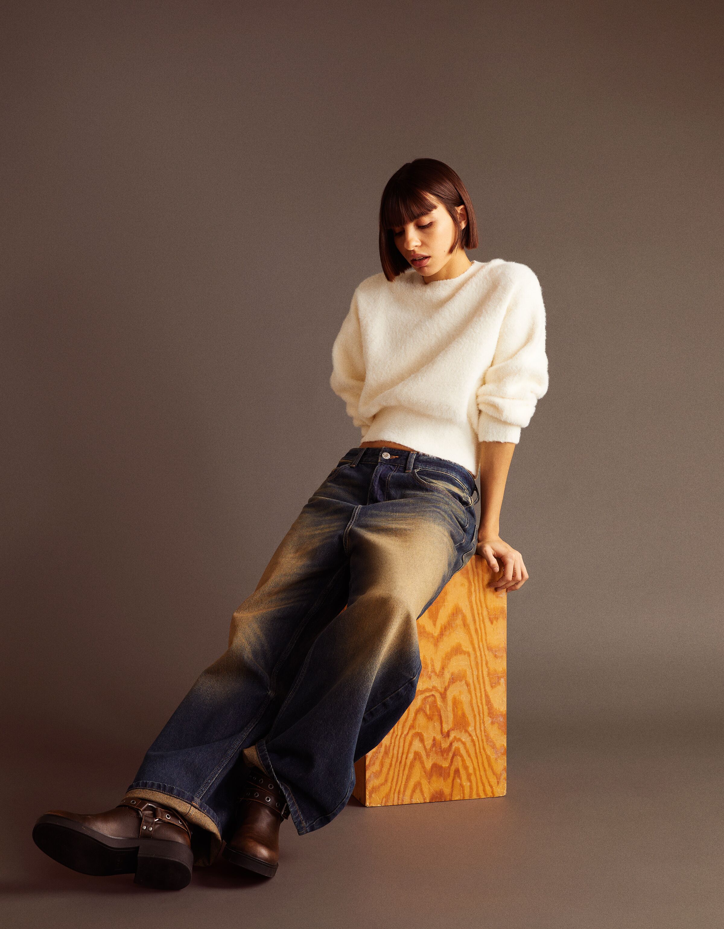 Faux fur sweater Sweaters and cardigans Women Bershka
