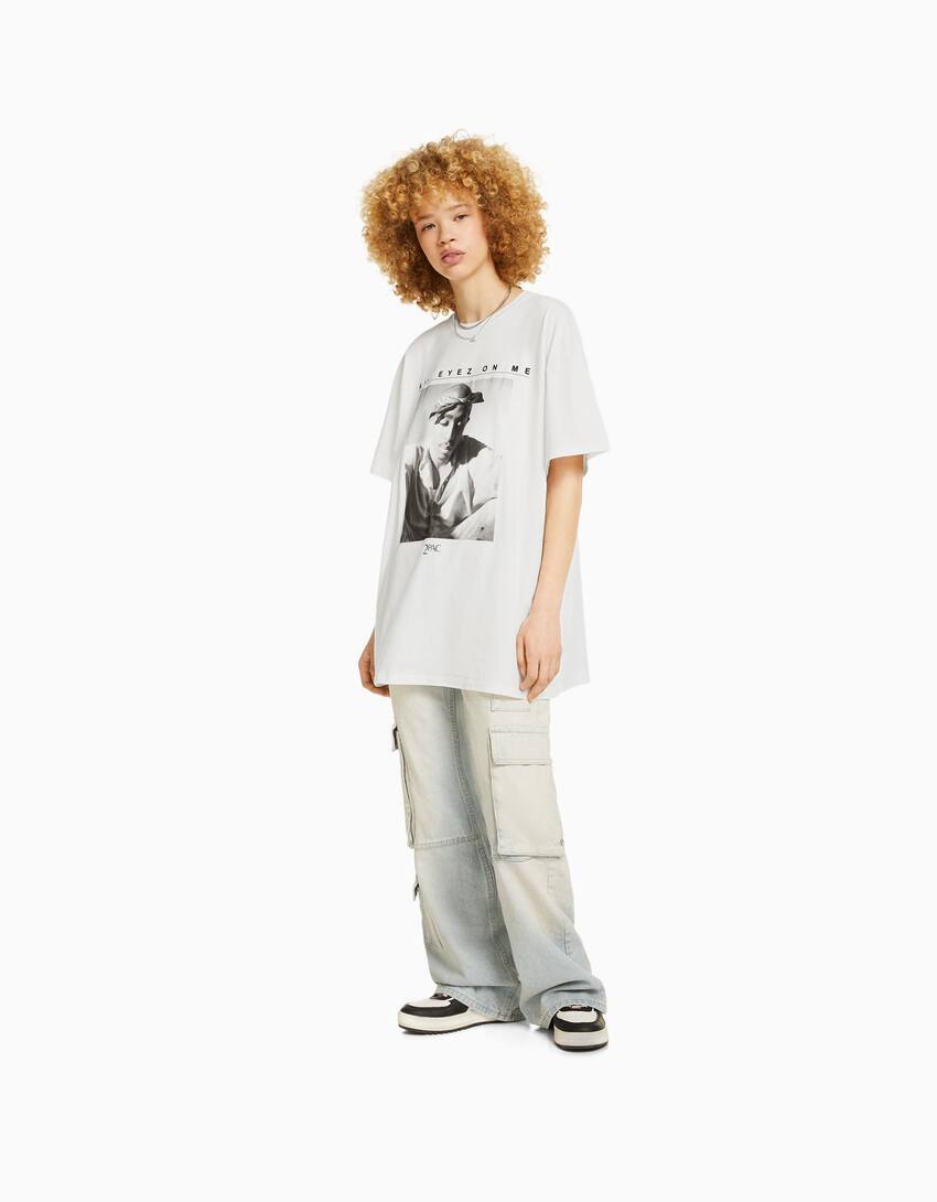Regular fit short sleeve Tupac T-shirt-Off white-3