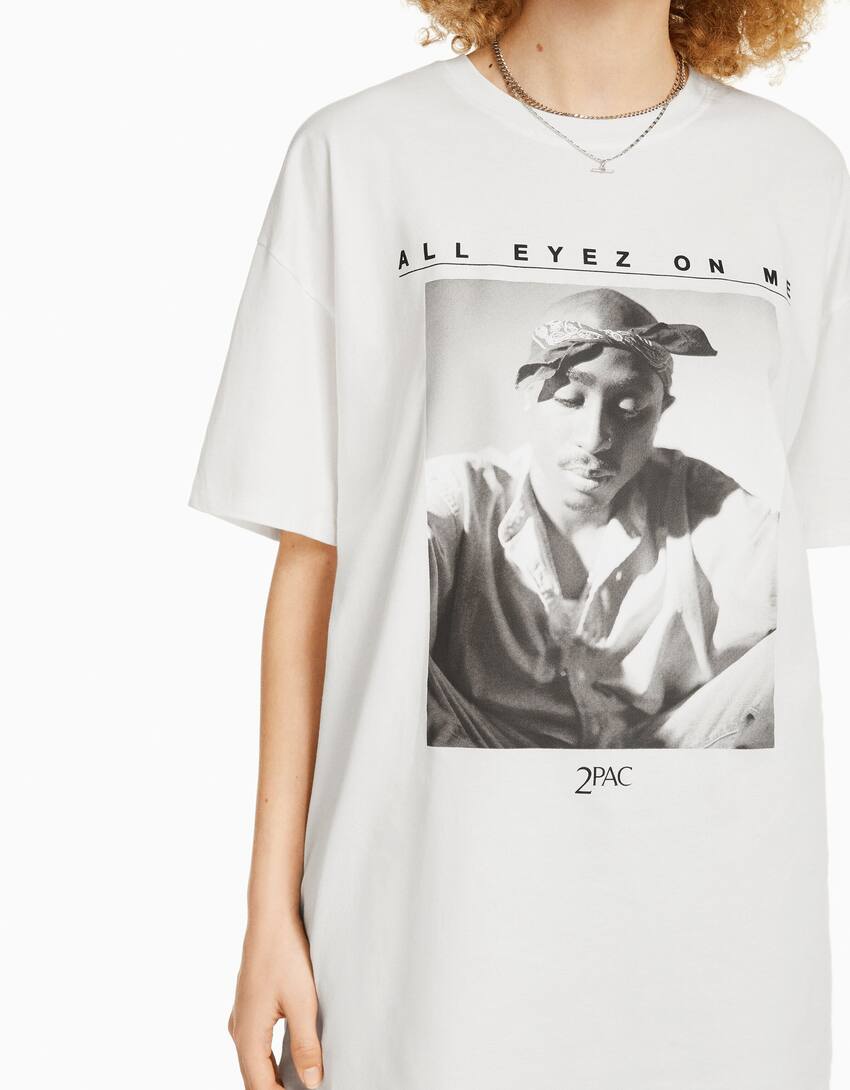Regular fit short sleeve Tupac T-shirt-Off white-2