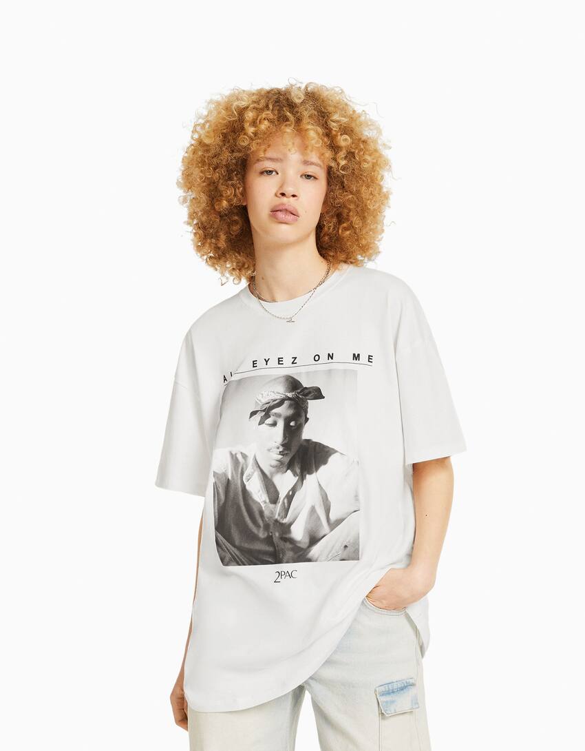 Regular fit short sleeve Tupac T-shirt-Off white-0